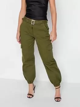 Image of PixieGirl Petite Belted Cuff Jogger - Green, Size 8, Women
