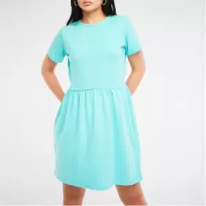 Image of Missguided Short Sleeve Smock Mini Dress - Blue