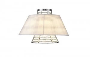 Image of Wall Lamp with White Shade 2 Light Polished Chrome, Crystal