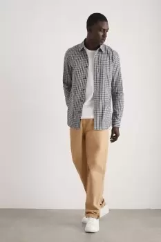 Image of Mens Blue Check Long Sleeve Shirt