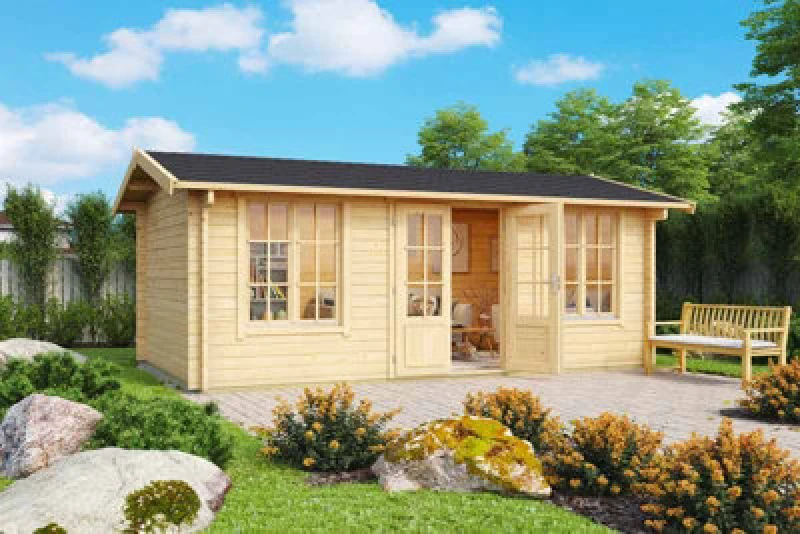 Image of Lasita Maja Pembrokeshire 53-Log Cabin, Wooden Garden Room, Timber Summerhouse, Home Office - L540 X W345.8 X H239.4 Cm