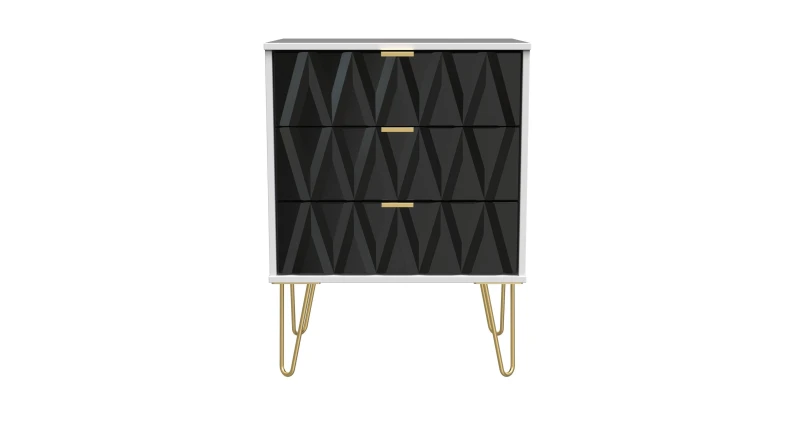 Image of Dallas 3 Drawer Chest In Deep Black & White (Ready Assembled)
