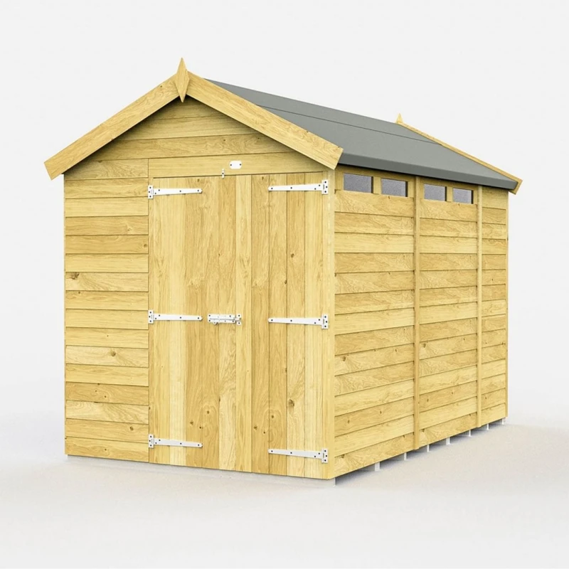 Image of Buttercup Farm 6 x 11 Feet Apex Security Shed - Double Door - L329 x W175 x H217cm in Brown Brown Unisex