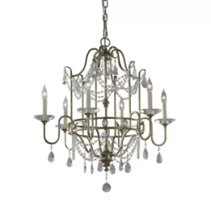 Image of 6 Bulb Chandelier Hanging Pendant LIght Gilded Silver LED E14 60W Bulb