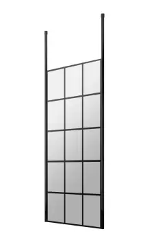 Image of Hudson Reed 700mm Frame Screen With Ceiling Posts - Matt Black