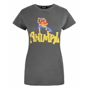 Image of Worn Womens/Ladies Animal Drummer The Muppets T-Shirt (L) (Charcoal)