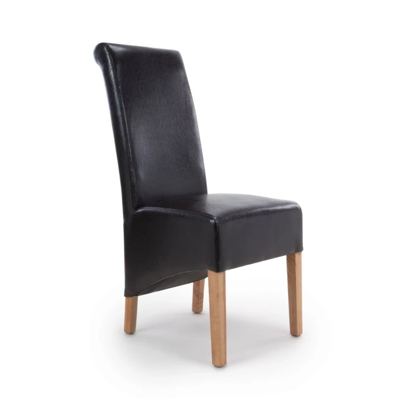 Image of Shankar Krista Roll Back Bonded Leather Black Dining Chair Black Unisex