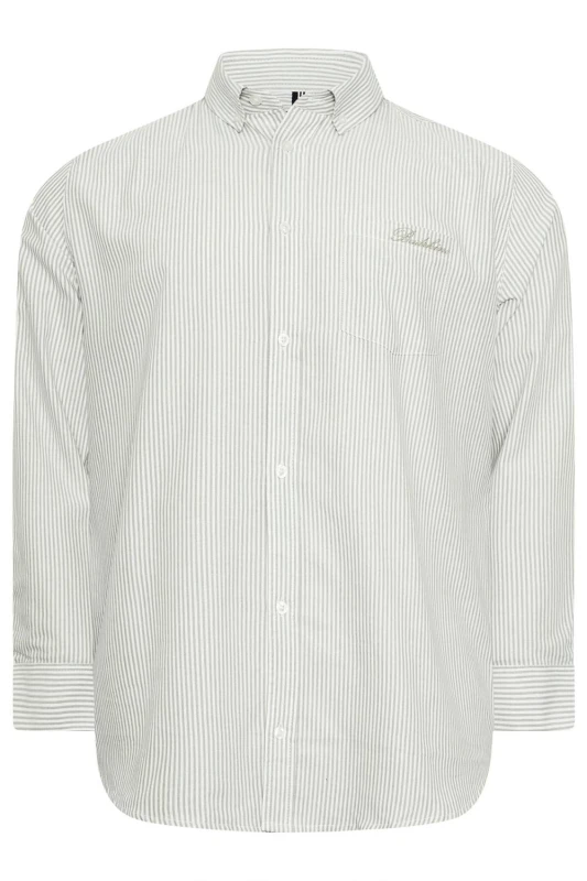 Image of BadRhino Mens Stripe Oxford Shirt in Light Green Size: XL Light Green Male XL
