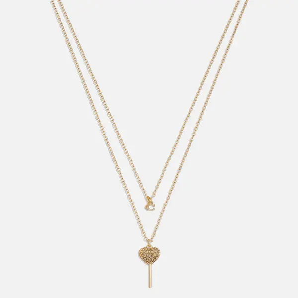 Image of Coach Lollipop Gold-Toned Brass Multi Layer Necklace