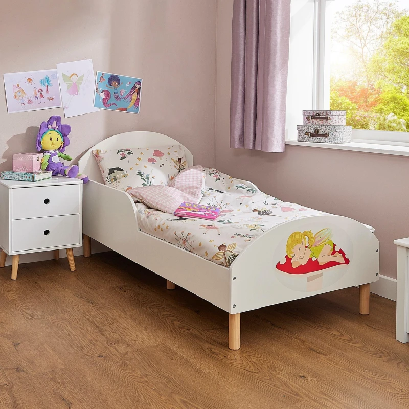 Image of Liberty House Toys Fairy Theme Toddler Bed in White White Unisex