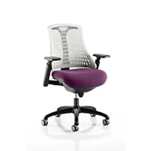 Image of Dynamic Synchro Tilt Task Operator Chair Height Adjustable Arms Flex White Back, Tansy Purple Seat, Black Frame Without Headrest Medium Back