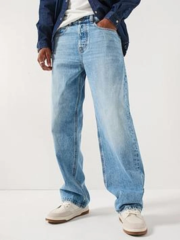 Image of Diesel Mens Wide Leg Jeans 01 Light Blue male 32W R