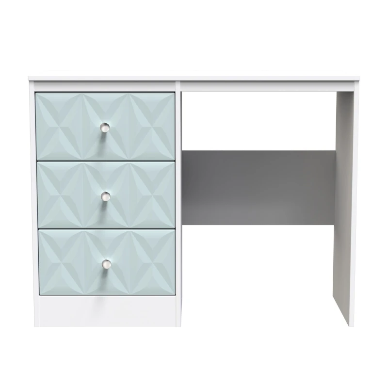Image of San Jose Ready Assembled Matt Duck Egg Blue & White 3 Drawer Non-Extendable Dressing Table (H)756mm (W)969mm (D)395mm