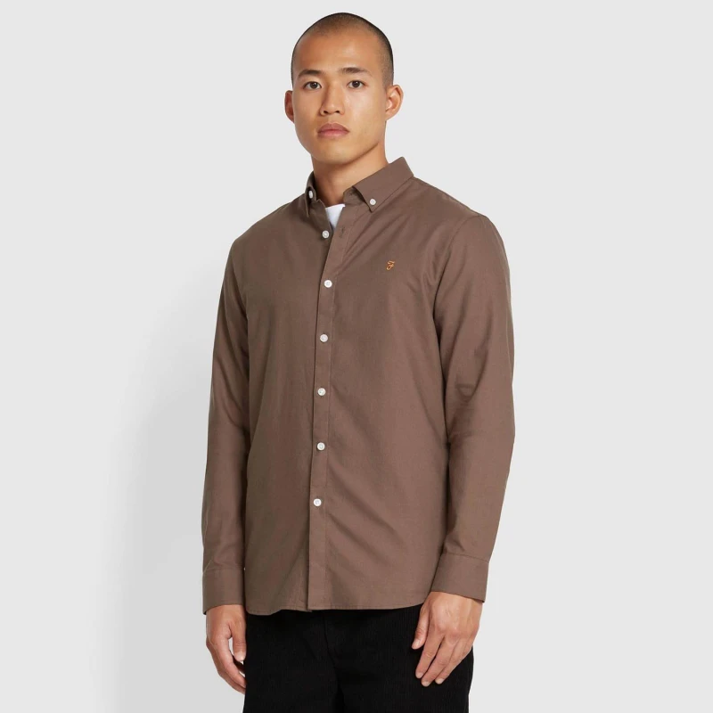 Image of Debenhams Debenhams Men Brewer Long Sleeve Shirt Mushroom Grey Size: 2X-large mushroom XXL Male 5063012661701