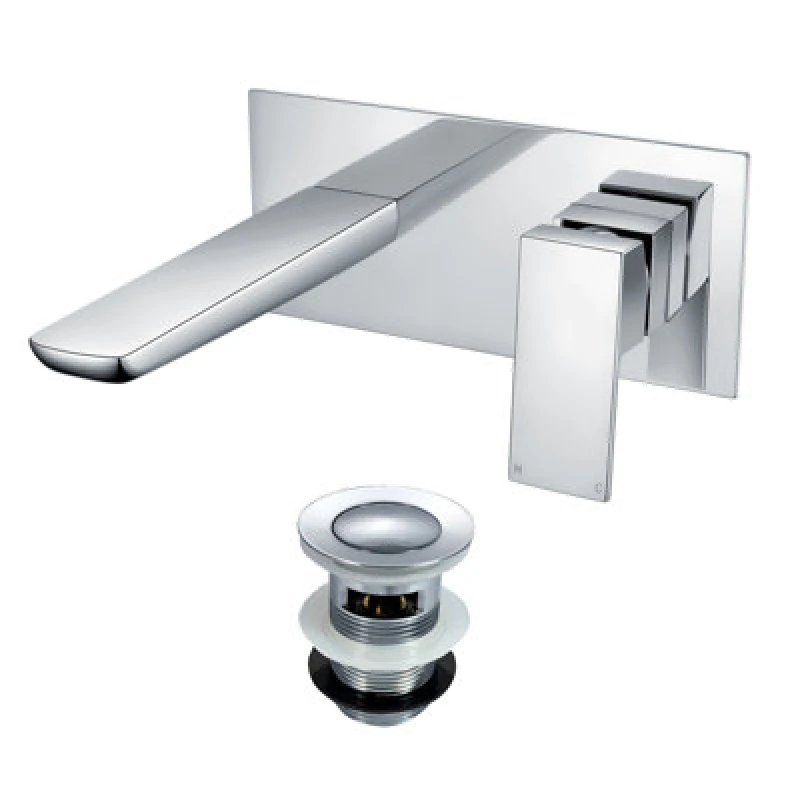 Image of Nes Home Finn Wall Mounted Basin Mixer Tap & Basin Waste Chrome