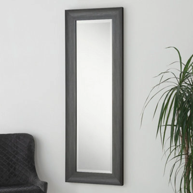 Image of Yearn Mirrors Yearn Mirrors Charcoal Grey Scooped Framed Mirror 129.5x45.5cm Grey One Size Unisex 0716053064707
