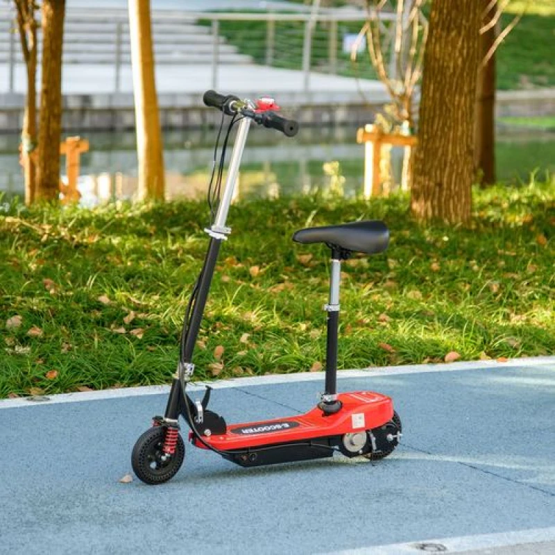Image of HOMCOM Folding Electric Scooter With Warning Bell, For Ages 4-14 Years, Red, Red AA1-108V70RD
