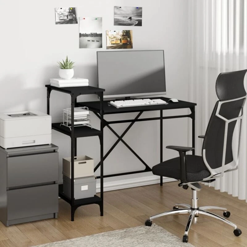 Image of VIDAXL Vidaxl - Desk with Shelves Black 105x50x90cm Engineered Wood&Iron 8720845742140