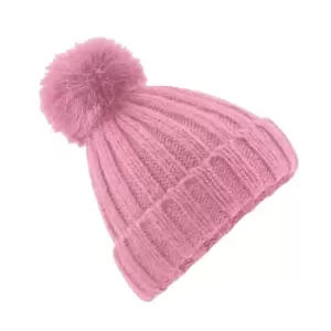 Image of Beechfield Unisex Verbier Fur Pom Pom Chunky Beanie (One Size) (Dusky Pink)