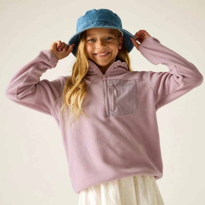 Image of Regatta Frankie Half Zip Fleece in Pale Lilac Size: 7-8 Years Pale Lilac Unisex 7-8 Years