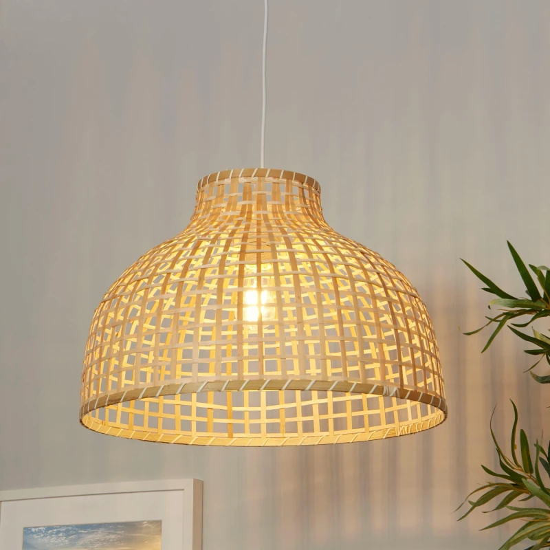 Image of Lighting Collection Bamboo Woven Shade Large Natural unisex One Size