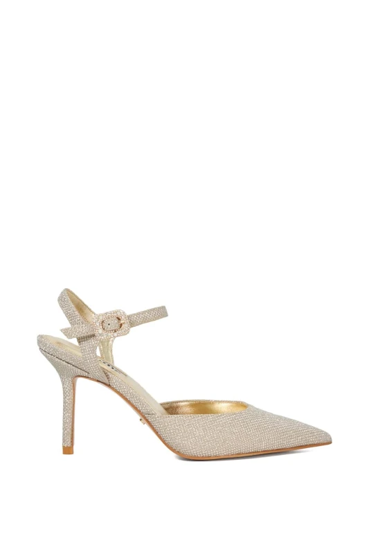 Image of Dune London Wide Fit 'Channel' Court Shoes Gold