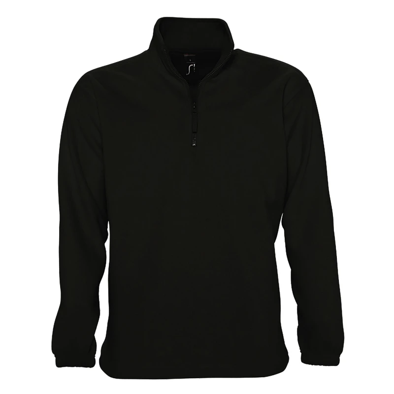 Image of SOL'S Mens Ness Zip Neck Anti-Pill Fleece Top in Black Size: Small Black Male S