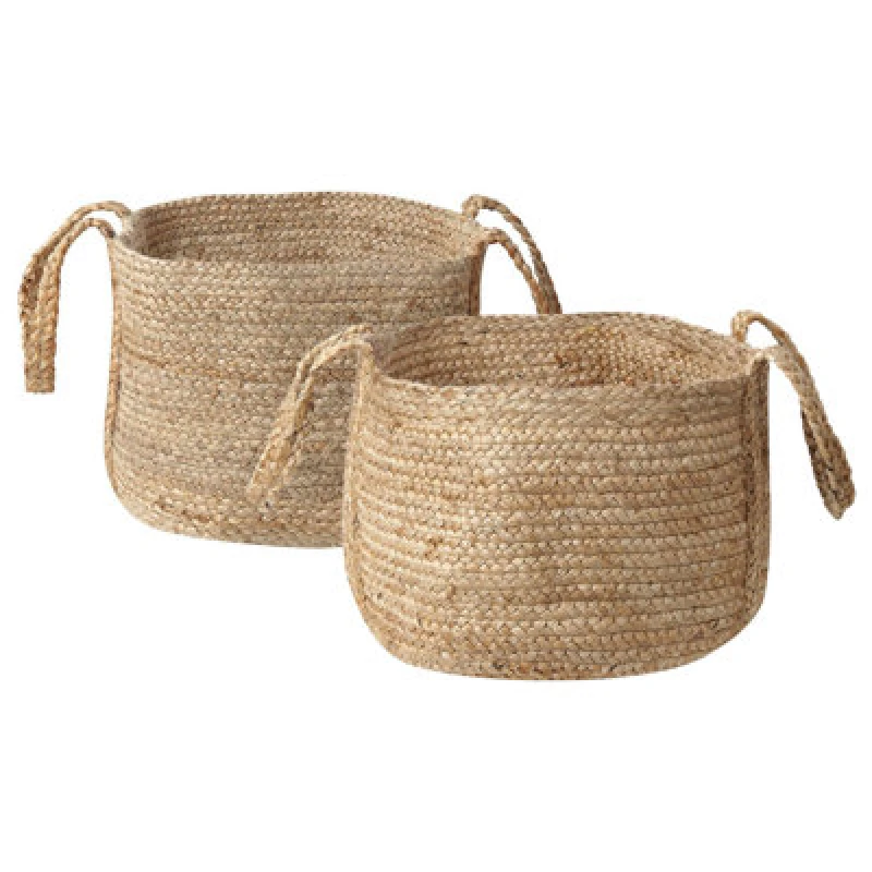 Image of Beliani Set Of 2 Baskets Kornak Jute Natural