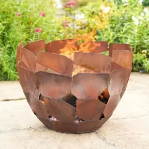 Image of Ivyline 43cm Outdoor Metal Industrial Firebowl - Rust