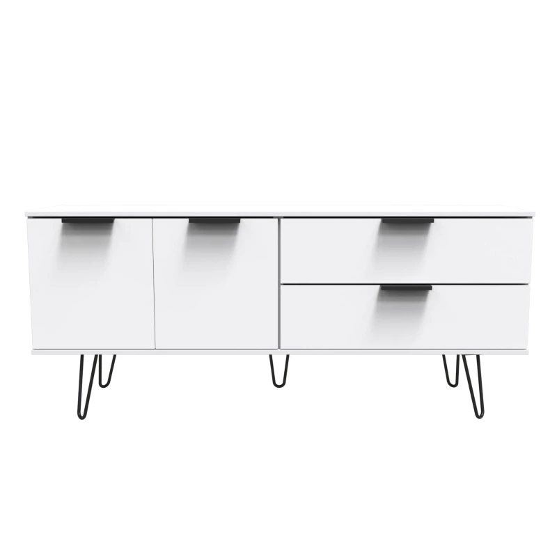 Image of Fuji 2 Drawer 2 Door Wide Sideboard In White Matt (Ready Assembled)