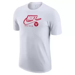 Image of Nike Bulls Logo Mens Nike Dri-FIT NBA T-Shirt - White