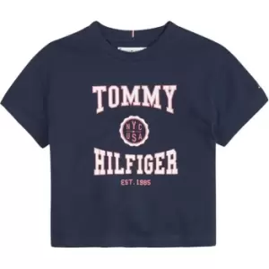 Image of Tommy Hilfiger Junior Girls Varsity Cropped T-Shirt - Blue