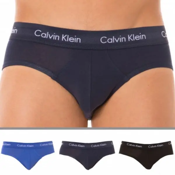 Image of Calvin Klein 3 Pack Cotton Stretch Briefs - Royal - Navy - Black S
