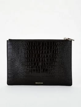 Image of Whistles Shiny Croc Medium Clutch Bag