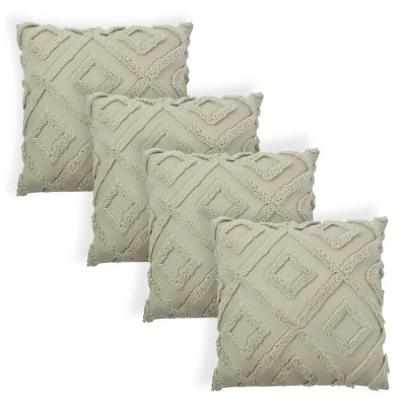 Image of OHS OHS 4 Pack Tufted Arch Cushion Cover in Green Size: 45cm x 45cm Green 45cm x 45cm Unisex 5027434233236