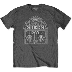 Image of Green Day - Stained Glass Arch Unisex Medium T-Shirt - Grey