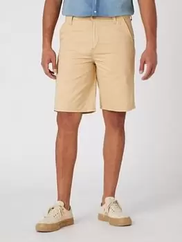 Image of Wrangler Casey Regular Fit Chino Shorts - Beige, Beige, Size S, Men