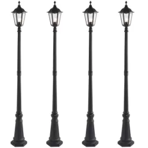 Image of 4 PACK Outdoor Post Lantern Bollard Light Matt Black & Glass 2180mm Tall Lamp