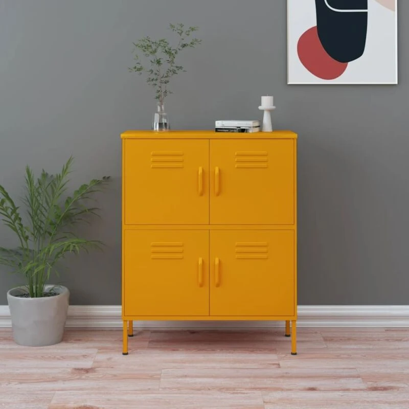 Image of VIDAXL Storage Cabinet Mustard Yellow 80x35x101.5cm Steel Vidaxl 8720286564493