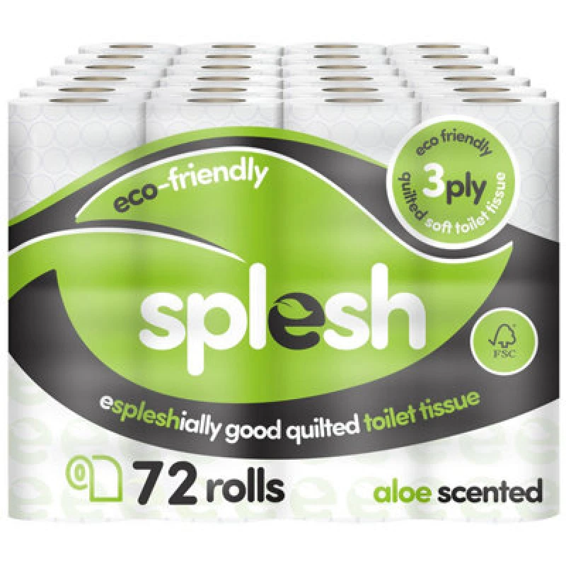 Image of Splesh 'Toilet Roll' Soft & Quilted Eco-Friendly, Aloe vera 60 Rolls White