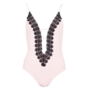 Image of Firetrap Lace Trim Swimsuit Ladies - Blush