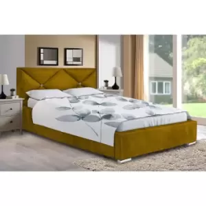 Image of Mevena Bed Single Plush Velvet Mustard