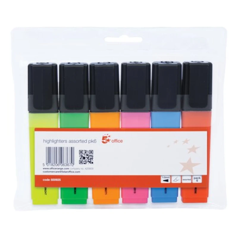 Image of 5 Star Office Highlighter Assorted (6 Pack) 500925