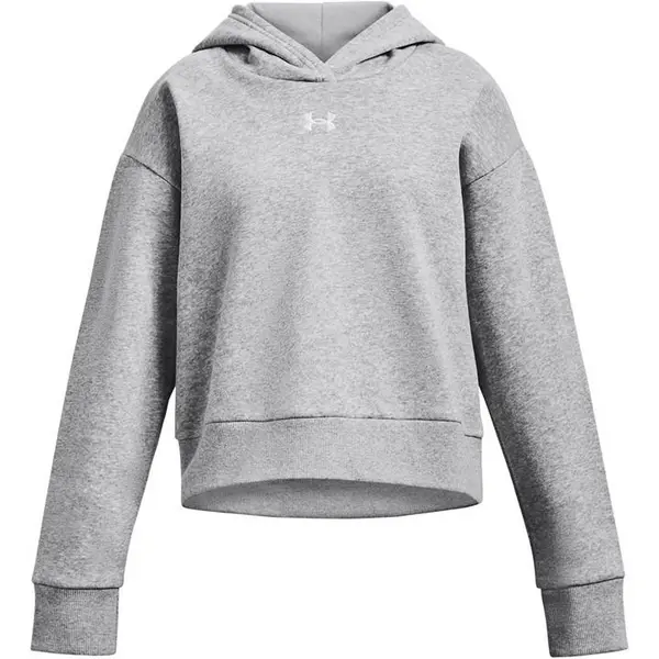 Image of Under Armour Rival Fleece Crop Hoodie Girls 7-8 (S) Grey 53735302175