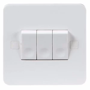 Image of KnightsBridge Pure 4mm 10A White 3G 2 Way 230V Electric Wall Plate Switch