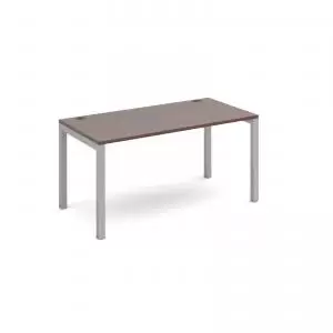 Image of Connex single desk 1400mm x 800mm - silver frame and walnut top