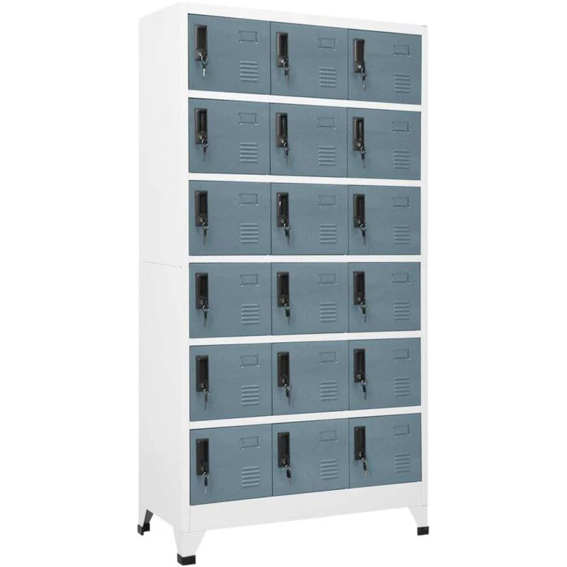 Image of VIDAXL Locker Cabinet Light Grey and Dark Grey 90x40x180cm Steel vidaXL 8720286701416