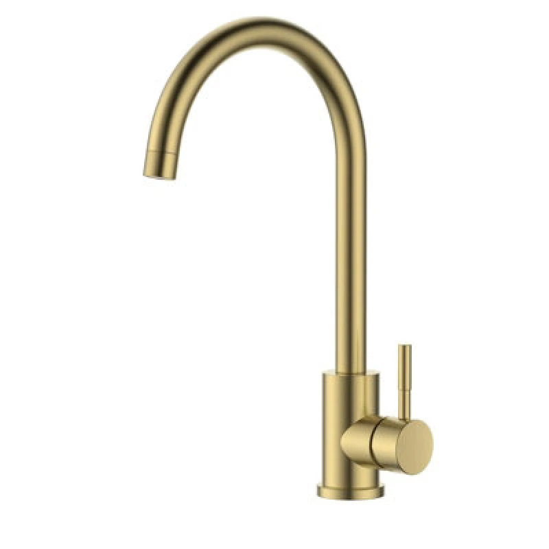 Image of Reginox Taravo Bg Brushed Gold Single Lever Swan Neck Kitchen Mixer Tap