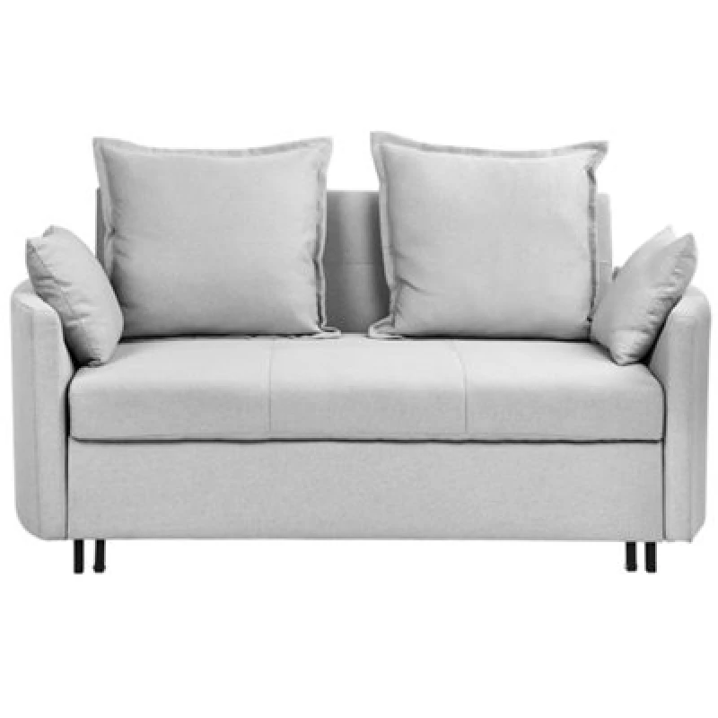 Image of Beliani Sofa Bed 2 Seater Hovin Fabric Light Grey