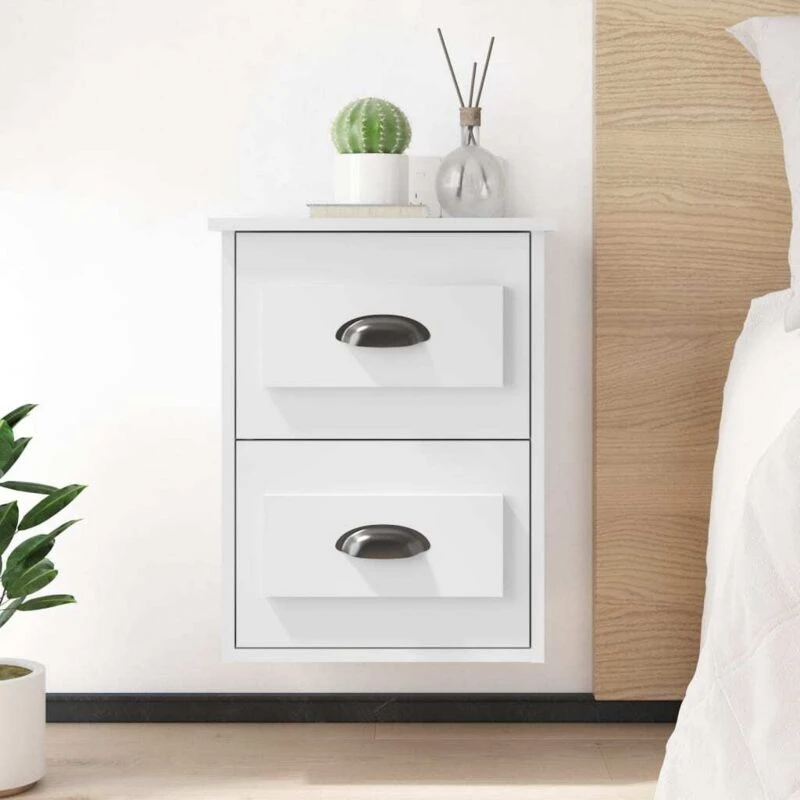 Image of VIDAXL Wall-mounted Bedside Cabinet White 41.5x36x53cm Vidaxl 8720845792824